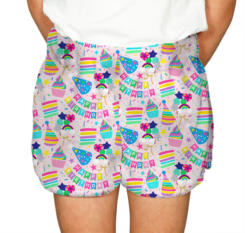 Birthday Collage Fuzzy Shorts-BIRTHDAY