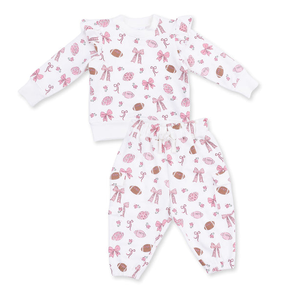 Footballs and Bows  Ruffle Sweatshirt and Fashion Cargo Pants