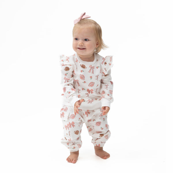 Footballs and Bows  Ruffle Sweatshirt and Fashion Cargo Pants