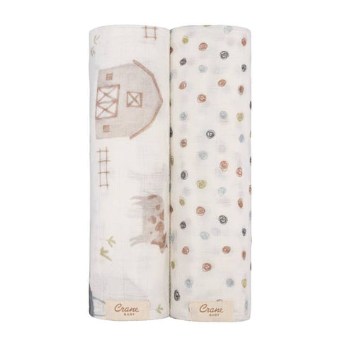 Charlie 2-pc. Farmhouse Tractor/Dot Swaddle Set