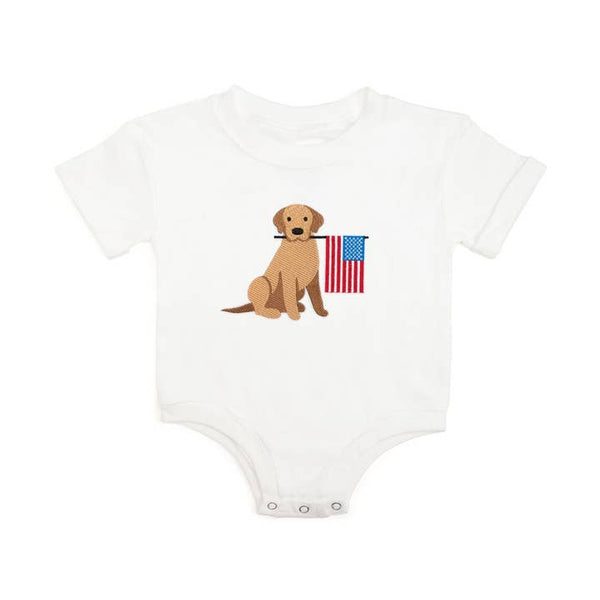 Patriotic Pup Patch Short Sleeve Romper