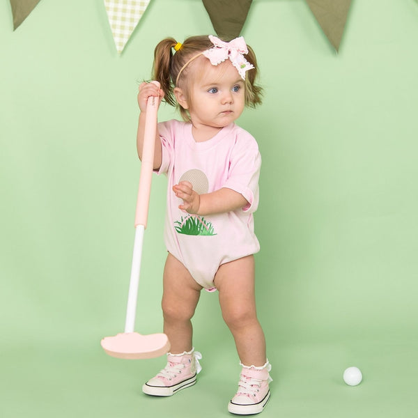 Golf Tee Bow Patch Short Sleeve Romper