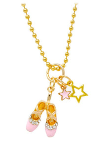 Ballet Slippers & Stars Gold Charm Necklace
