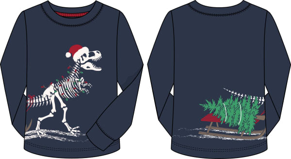 Dino Skeleton Christmas Tee