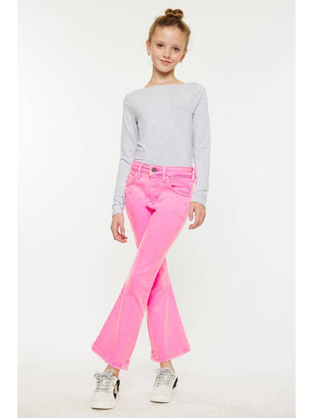 High Rise Kick Flare Jeans - Neon Pink