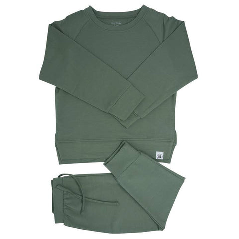 Army Green Crew Neck Jogger Set