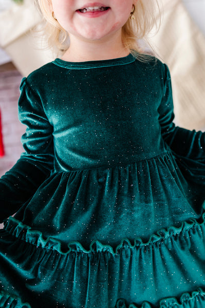 Emerald Velvet Tie Back Dress