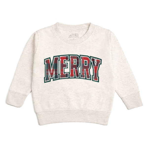 Merry Tartan Patch Christmas Sweatshirt