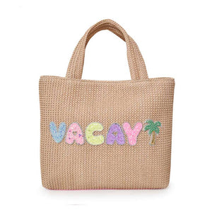 "Vacay" Straw Mini Tote Bag