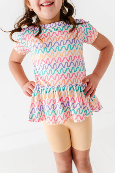Squiggles Bamboo/Cotton Peplum Top