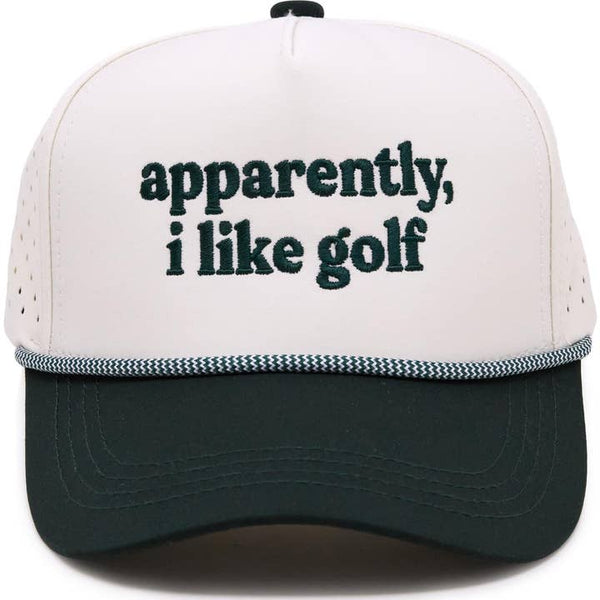 Kid's Golf Hat - Apparently, I Like Golf - Green/Beige