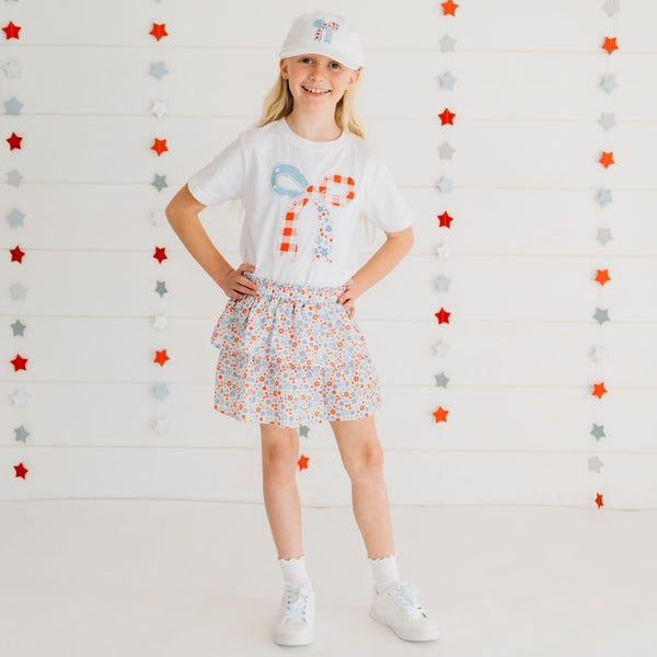 Patchwork Bow Patch Short Sleeve T-Shirt