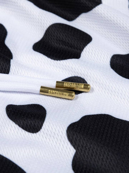 Black Moo Milk Cow Print Diamond Air Mesh Shorts