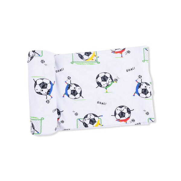 Soccer Balls Playing Soccer Blue Swaddle Blanket