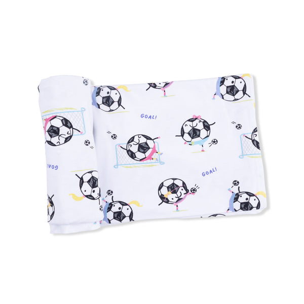Soccer Balls Playing Soccer Pink  Swaddle Blanket