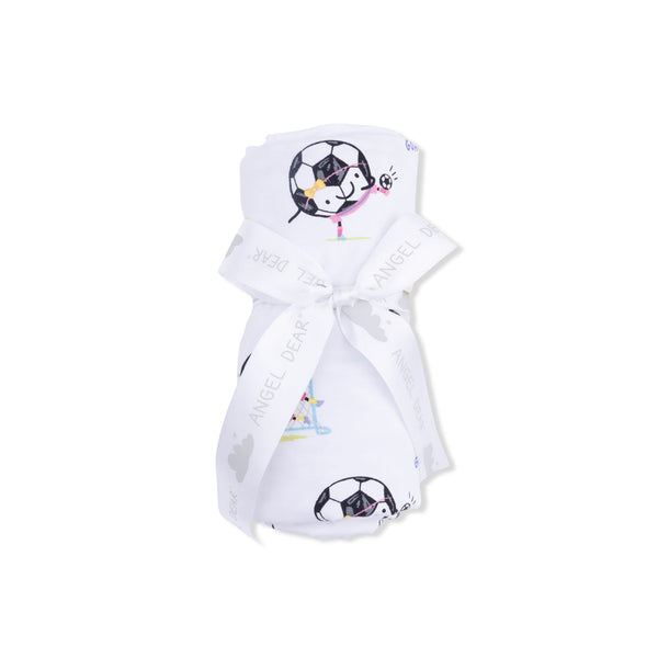 Soccer Balls Playing Soccer Pink  Swaddle Blanket