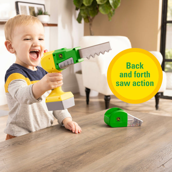 John Deere 2-in-1 Power Tool Toy with Toy Saw and Toy Vacuum