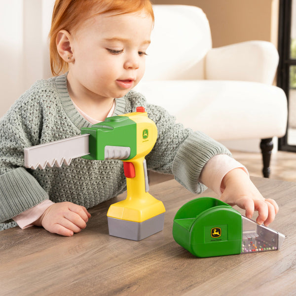 John Deere 2-in-1 Power Tool Toy with Toy Saw and Toy Vacuum