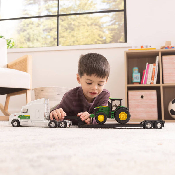 1:32 Peterbilt Model 579 Semi w/ Lowboy Trailer & John Deere Tractor