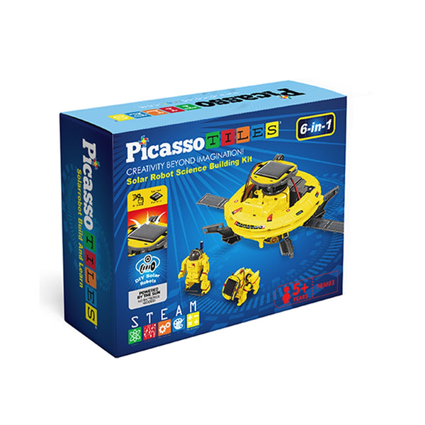 PicassoTiles 6-in-1 Stem Kids Solar Powered Ufo Robot Kit