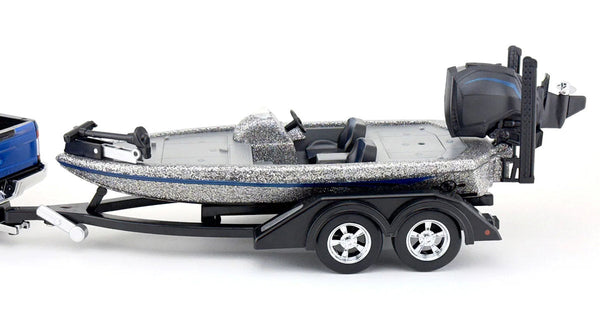 BCT Silver Metal Flake Bass Fishing Boat with Trailer & Accessories