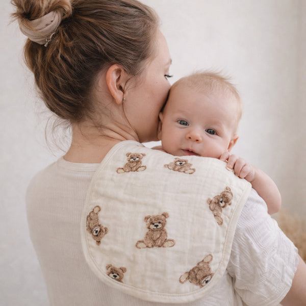 Bamboo Muslin Burp Cloth Set 2-Pack - Teddy/Taupe