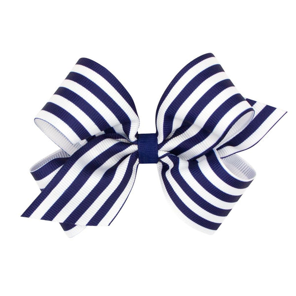 Striped Print Grosgrain Medium Bow