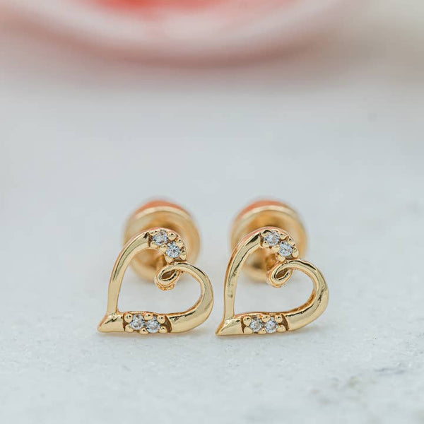 CM 14K Gold-Plated Heart Open Earrings