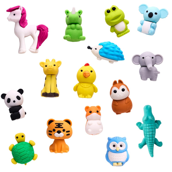 Creativity for Kids Desk Pets - Animal Themed Set of 15 Erasers