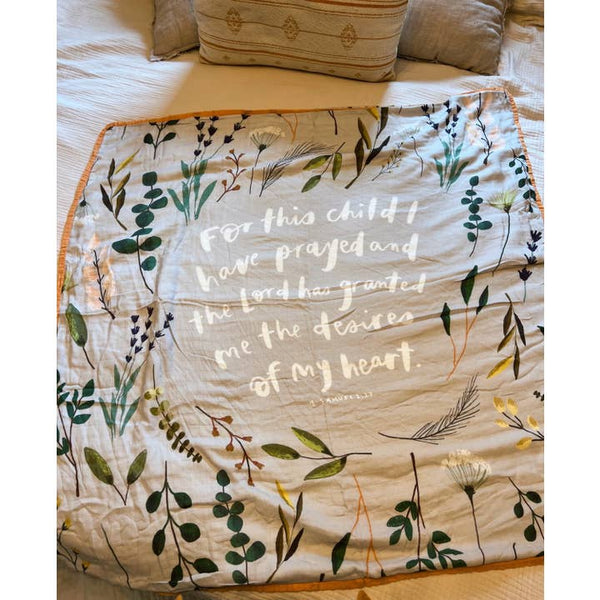 For This Child I Have Prayed Deluxe Bamboo/Cotton Quilt