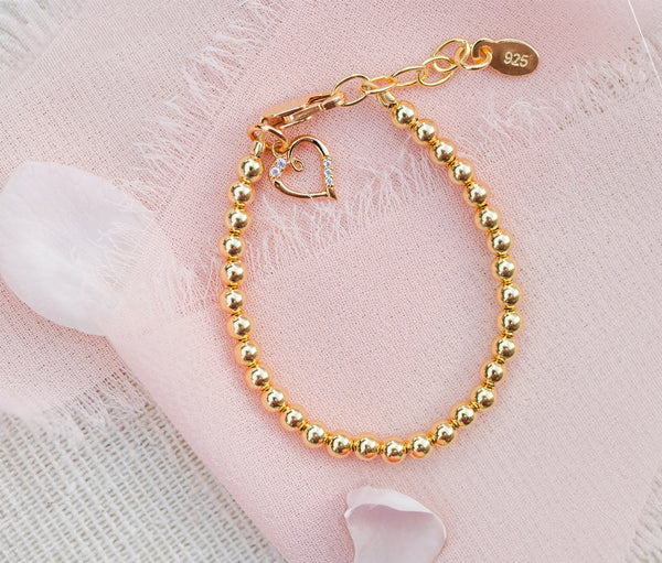 CM Aria - 14K Gold-Plated Baby Bracelet W/Heart