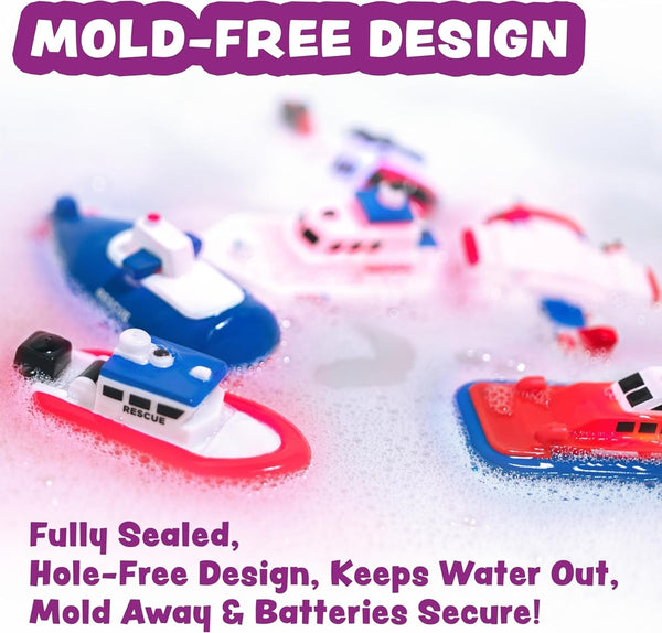 Ocean Rescue Vehicles Light Up Bath Toys - 6 Pack