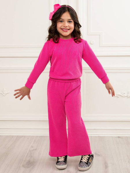 Pretty in Pink Ribbed Two Piece Lounge Set