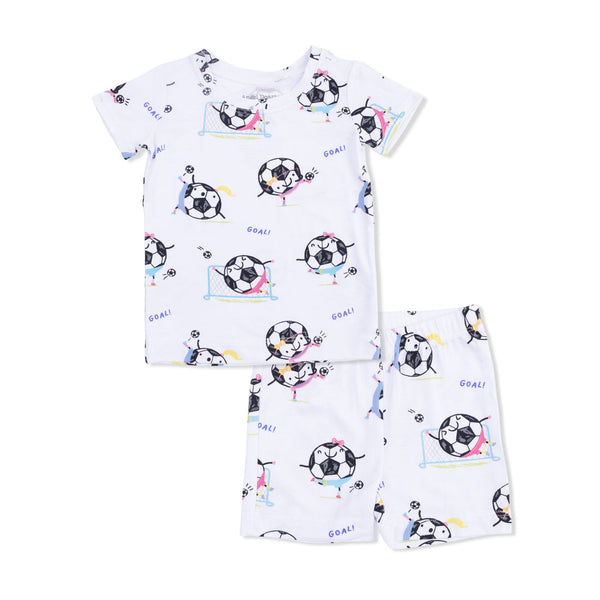 Soccer Balls Playing Soccer Pink  Loungewear Short Set