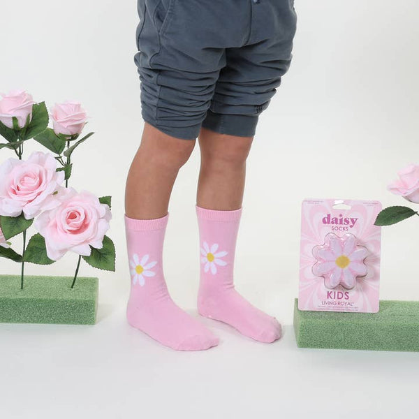 Pink Daisy Crew Socks