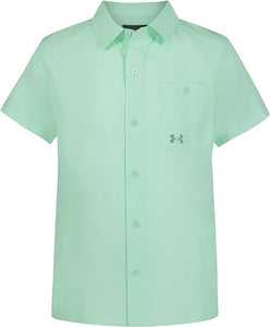 UA Boys' Outdoor Short Sleeve Shirt-Aqua Foam