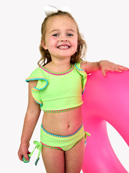 Neon Honeydew Crochet Butterfly Tankini Swimsuit