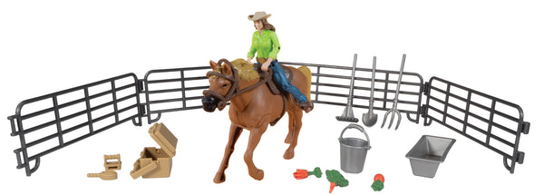 Big Country Adventure 19-Piece Horse with Cowgirl Playset