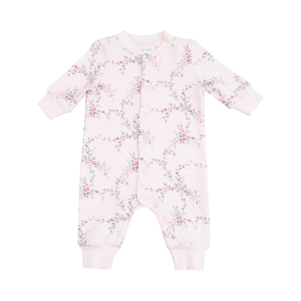 Antoinette Floral Baseball Collar Romper w/Front Placket