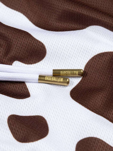 Brown Moo Milk Cow Print Diamond Air Mesh Shorts