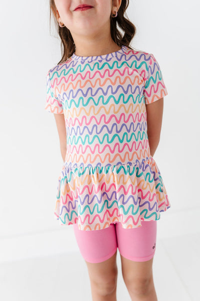 Squiggles Bamboo/Cotton Peplum Top