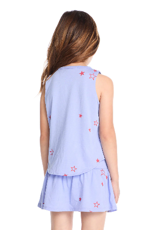 Tossed Stars Powder Blue Tank & Peplum Skort Set