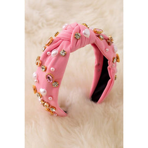 Xo Xo Rhinestone Bead Valentines Headband - Pink