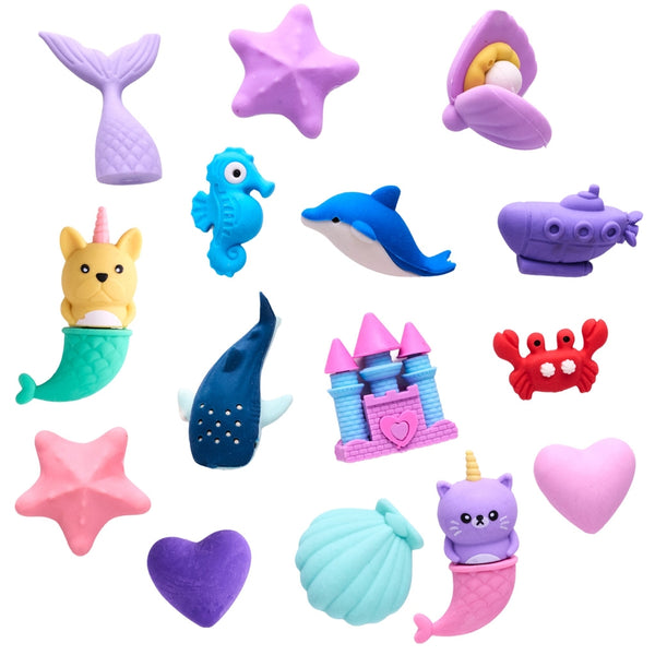 Desk Pets Mini Erasers - Mermaid Theme Set of 15