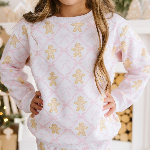 Gingerbread Bow Trellis Christmas Sweatshirt & Flare Leggings Set