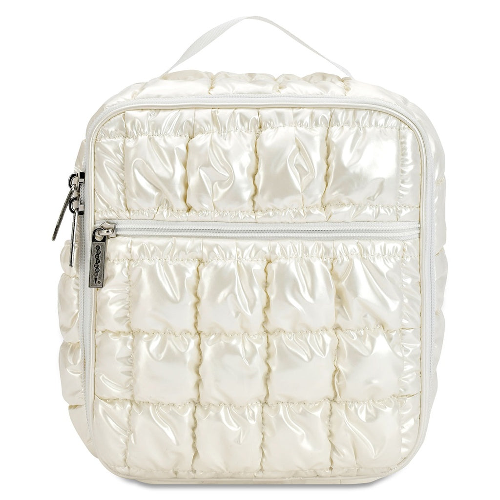 IS Pearl White Shiny Puffer Lunch Tote