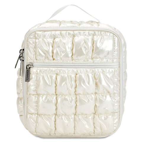 IS Pearl White Shiny Puffer Lunch Tote