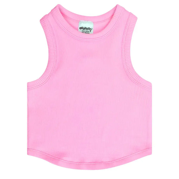 Rose Cropped Ribbed Racerback Tank Top