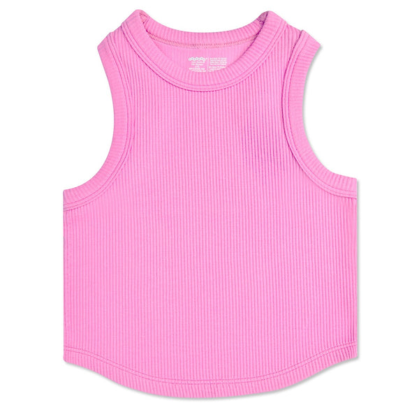 Rose Cropped Ribbed Racerback Tank Top