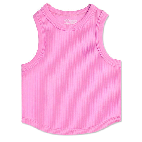 Rose Cropped Ribbed Racerback Tank Top